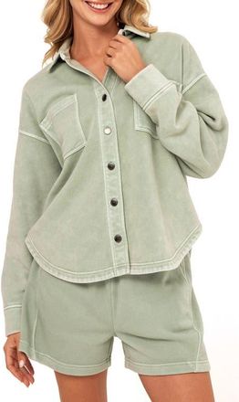 Threads 4 Thought Blaire Mineral Wash Fleece Shirt Jacket in Wasabi at Nordstrom, Size Xx-Large