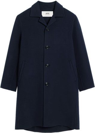 Ami single-breasted felted coat - unisex - Cashmere/Wool - M - Blue