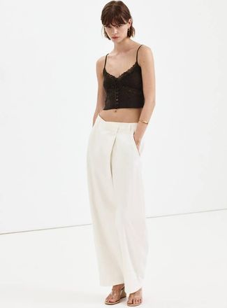 Mango Top crop maglia sottile pizzo cioccolato - Donna - XS - MANGO