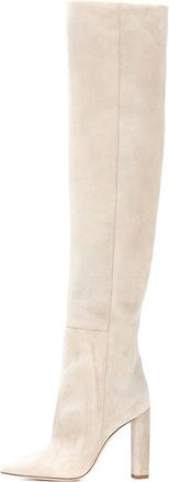 Generic Beige,8.5 UK,Womens Knee High Boots Suede Chunky Block Heel Pointed Toe Fall Winter Comfort Long Boot Pull on Party Club Tall Boot Dress Shoes