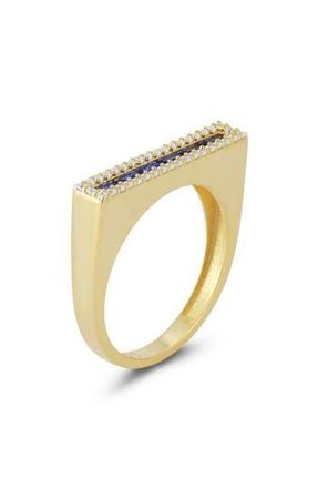 Sphera Milano 14K Gold Plated Sterling Silver & CZ Bar Ring at Nordstrom Rack, Size 6