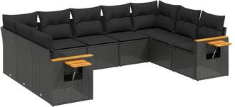 vidaXL Set De Sof&aacute;s De Jard&iacute;n 8 Piezas Y Cojines Rat&aacute;n Sint&eacute;tico Negro Vidaxl