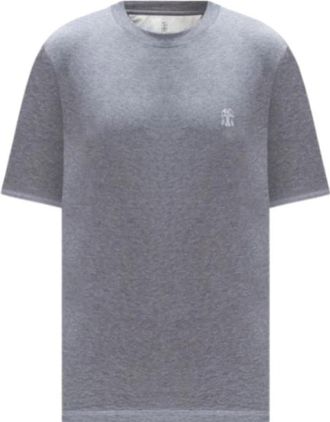 Brunello Cucinelli Jersey T-shirt met logo - Heren - T-shirts - Grijs - M - Katoen - Tops