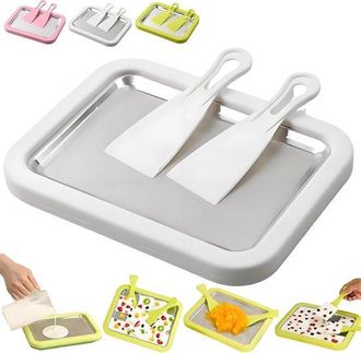 OEM Juego Para Hacer Helado Enrollado, M&aacute;quina Para Postres Congelados De Acero Inoxidable, Bol Para Hacer Helado Enrollado Diy Apto Adultos, Blanco