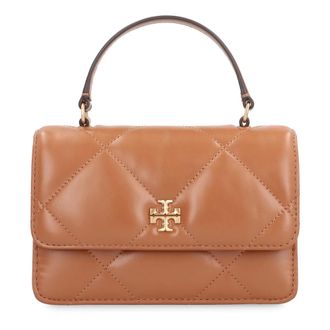 Tory Burch Handbags, female, Brown, ONE SIZE, Mini Kira Diamond Quilt Top-Handle Crossbody