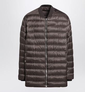 Rick Owens Mud-colored quilted zip-up down jacket