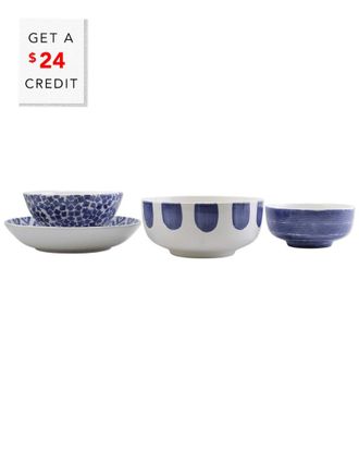 Vietri Viva By Vietri Santorini 4Pc Serving Bowls Set With $31 Credit