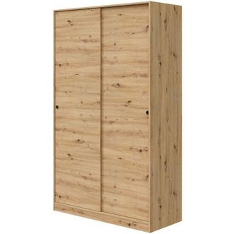 Dmora Armario Dnoce, Armario de dormitorio con 2 puertas correderas, Unidad con 4 estantes y barra para ropa, 120x50h200 cm, Roble Nudos - Dmora