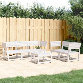 vidaXL Vidaxl - Juego De Sof&aacute;s De Jard&iacute;n 5 Piezas Madera Maciza De Pino Blanco