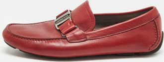 Ferragamo Red Leather Sardegna Slip On Sneakers