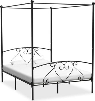 vidaXL Vidaxl - Giroletto Baldacchino senza Materasso Nero 140x200 cm Metallo