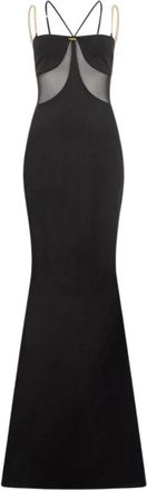 Roberto Cavalli Maxi Jurk met Kettingbandjes - Dames - Avondkleed - Zwart - S - Rayon - Kleedjes