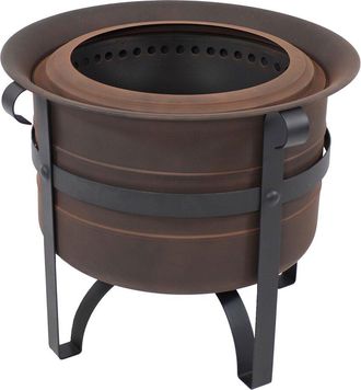 Sunnydaze Cauldron-Style Outdoor Wood-Burning Smokeless Fire Pit With Poker