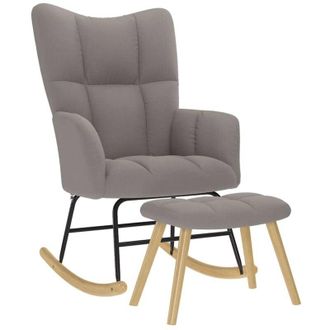 vidaXL Sill&oacute;n Mecedora Con Taburete Tela Gris Taupe Vidaxl