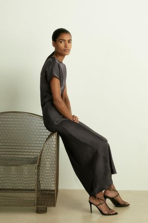 Reiss Womens Dark Grey Short-Sleeve Midi Dress, Size: 6