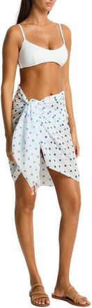 Sea Level Australia Dottie Cotton Cover-Up Sarong in Denim Blue at Nordstrom