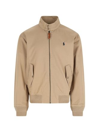 Polo Ralph Lauren Beige High-Collar Cotton Zip-Through Knit