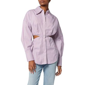 Equipment Alya Cutout Silk Button-Up Shirt in Red Multi at Nordstrom, Size 0