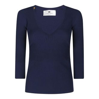 Elisabetta Franchi Dames, Truien, Blauw, Maat: XS Viscose