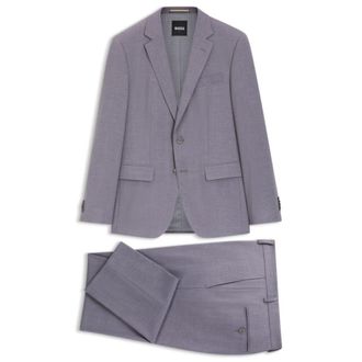 BOSS Two-piece slim-fit suit in micro-patterned cloth