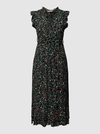 Apricot Midikleid mit floralem Muster in Black, Gr&ouml;&szlig;e L