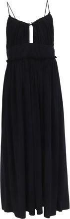 Ulla Johnson Freya Cut Out Accent Midi Dress in Black Cotton