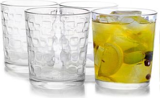 Gibson Home Great Foundations 4-Piece 13 oz. Double Old Fashion Glass Set, Square Pattern in Clear at Nordstrom