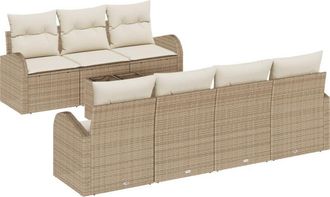 vidaXL Garden Sofa Set 8 pcs Beige 55 x 55 x 37 cm Poly Rattan Vidaxl