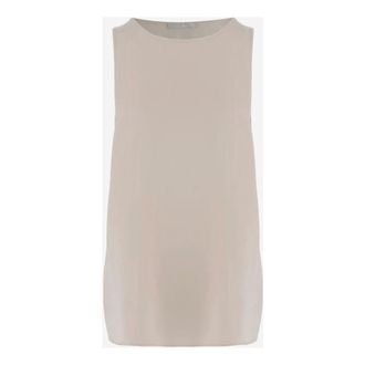 Allude Overhemden, Dames, Beige, XS, Stretch Zijden Top