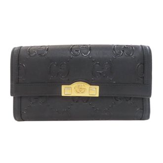 Gucci Black Leather Long Wallet (Bi-Fold) (Pre-Owned)