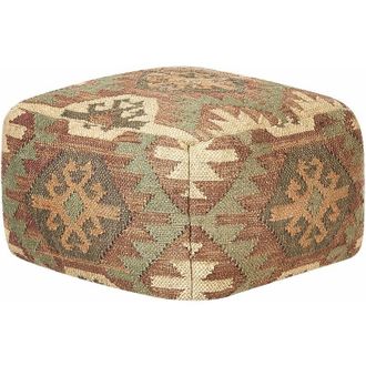 Beliani Beliani - Pouf moderno intrecciato in lana juta quadrato motivi beige geometrici cumbum