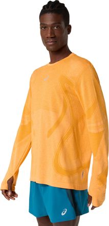 Asics Laufshirt ASICS ROAD SEAMLESS LS TOP, Herren, Gr. XXL, yamabuki, Obermaterial: 65% Polyamid, 35% Polyester, normal, Rundhals, Shirts Laufshirt