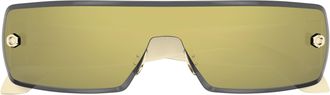 Alaia Aa0083s Rectangular Shield Sunglasses with Translucent Temples