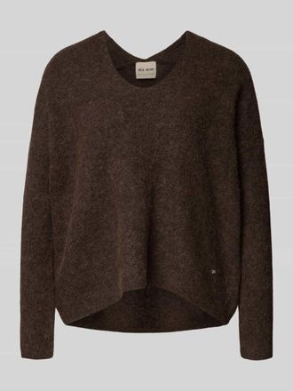 Mos Mosh Oversized Strickpullover aus Woll-Alpaka-Mix Modell THORA in Schoko, Gr&ouml;&szlig;e S