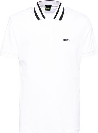 BOSS logo patch short-sleeves polo shirt - White