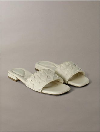 Calvin Klein Womens Womens Theona Slide Sandal - White - 9.5