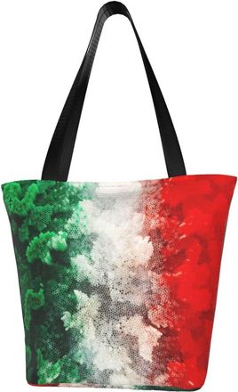 AOOEDM Italian Flag Reusable Grocery Bag Shopping Bag Casual Shoulder Bag Handbag for Men Women ECO Market Bag Beach Bag Travel Totes