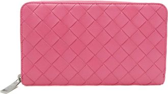 Bottega Veneta Zip Around Wallet Pink Leather Wallet (Pre-Owned)