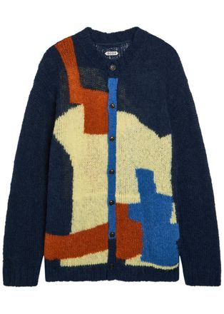 Bode Chapeau Colour-blocked Brushed Alpaca-blend Cardigan - Multicoloured 1 - XL