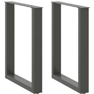 vidaXL Vidaxl - Patas Para Mesa De Comedor En Forma De U (2 Unidades), Antracita, 70 X (72-73) Cm, Acero