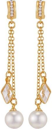 Vince Camuto Cubic Zirconia & Faux Pearl Drop Earrings in Gold Tone at Nordstrom Rack