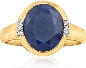 Ross-Simons African Sapphire Ring With Diamond Accents in 14kt Yellow Gold