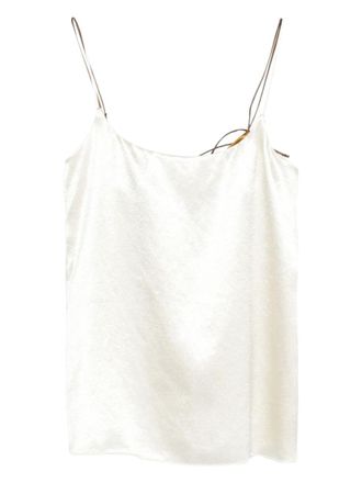 Alysi White Satin Straight Neckline Tank Top
