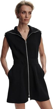 Varley Varley Rebecca Zip Through Dress Black Stretch Cap Sleeve DDR2503