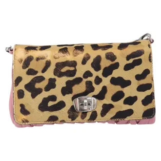 Miu Miu Convertible Flap Sequin Embellished Leather Pink Calfskin Handbag (Pre-Owned)