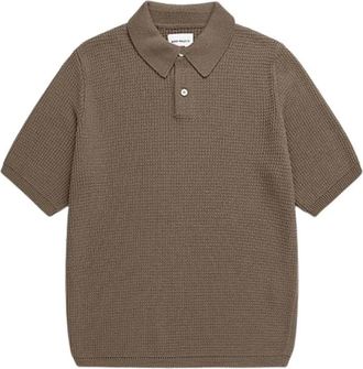 Norse Projects Anholt Katoen Crepe Polo - Heren - Polos - Bruin - M - Katoen - Tops