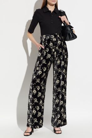 R13 Trousers With A Floral Motif, Womens, Black