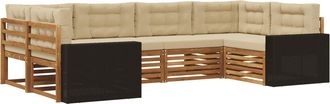 vidaXL Conjunto De Sof&aacute;s De Exterior 6 Uds. Natural Y Beige Vidaxl