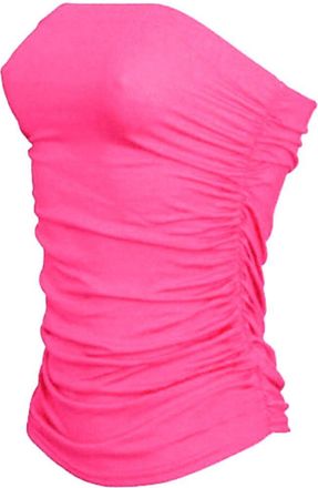 ZEE FASHION New Ladies Women Boobtube Bandeau Ruched TOP Vest Crop Bra TOP Bralet Plus Size UK 8-24 Cerise