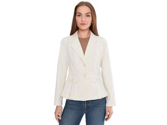 Liverpool L.A. Stretch Twill Peplum Blazer Womens Jacket Whipped Cream : MD, Cotton/Elastane/Polyester